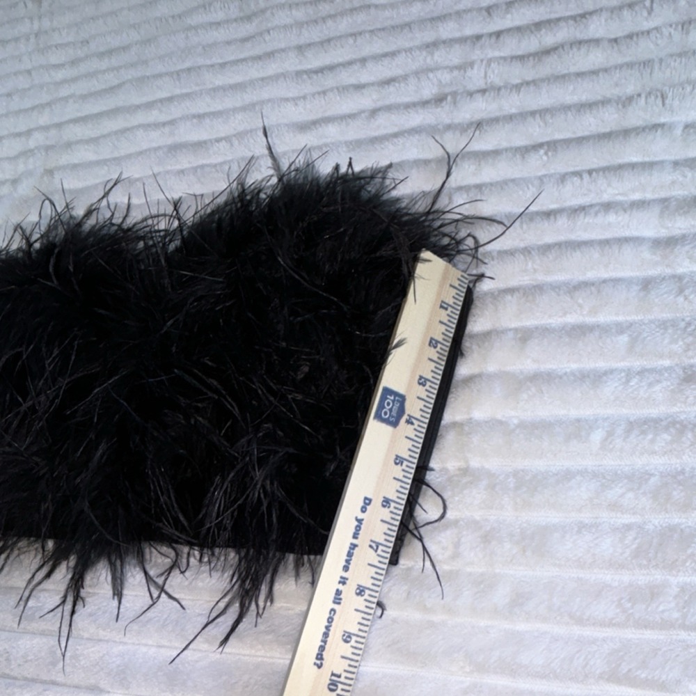 NovaLuxe Black Feather Strapless Bustier Corset Top Size L - Picture 3 of 16